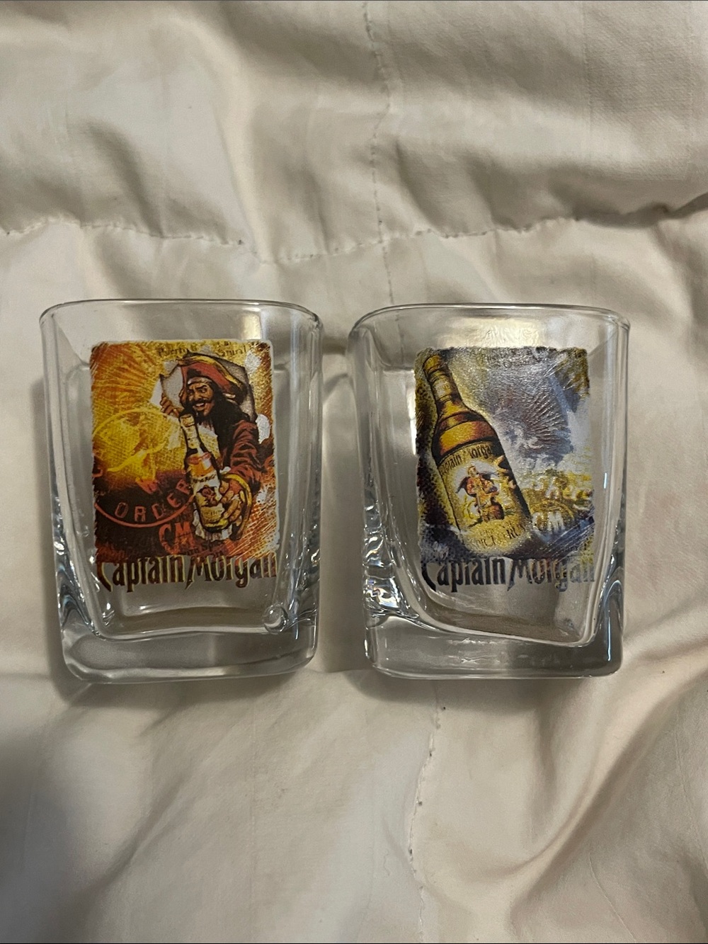 Branded Clear Glass Shot Glasses - Set of 2 (Gold, Brown)